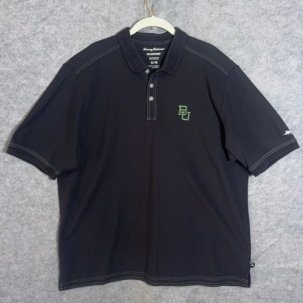 Tommy Bahama Island Zone Polo Shirt Mens XL Black‎ Baylor University